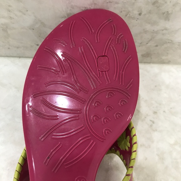 JACK ROGERS Bahamas Jelly Sandals Pink Yellow Thong Sandal - Picture 3 of 5